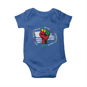 Black Civil Rights Baby Onesie Dream Like Martin Write Like Maya Fight Like Macolm Lead Like Harriet Speak Like Fredrick TS09 Royal Blue Print Your Wear