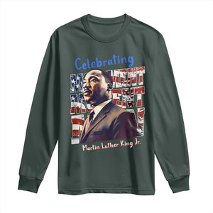 Martin Luther King Jr. Long Sleeve Shirt MLK Day Movement Moment Man Black Civil Rights TS09 Dark Forest Green Print Your Wear
