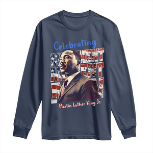 Martin Luther King Jr. Long Sleeve Shirt MLK Day Movement Moment Man Black Civil Rights TS09 Navy Print Your Wear