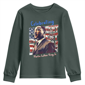 Martin Luther King Jr. Youth Sweatshirt MLK Day Movement Moment Man Black Civil Rights TS09 Dark Forest Green Print Your Wear