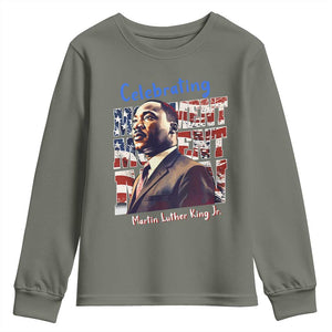Martin Luther King Jr. Youth Sweatshirt MLK Day Movement Moment Man Black Civil Rights TS09 Military Green Print Your Wear