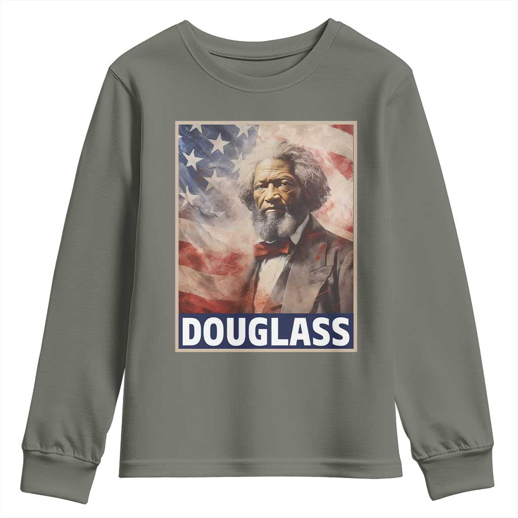 Frederick Douglass Youth Sweatshirt African American Hero Black Civil Rights TS09 Military Green Print Your Wear