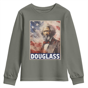 Frederick Douglass Youth Sweatshirt African American Hero Black Civil Rights TS09 Military Green Print Your Wear