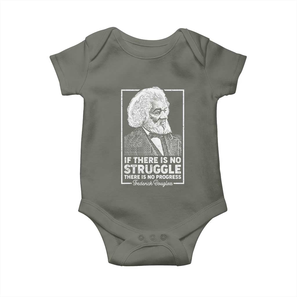 Frederick Douglass Baby Onesie If There Is No Struggle There Is No Progress Black Civil Rights BHM TS09 Military Green Print Your Wear