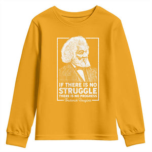 Frederick Douglass Youth Sweatshirt If There Is No Struggle There Is No Progress Black Civil Rights BHM TS09 Gold Print Your Wear