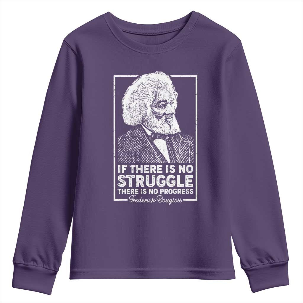 Frederick Douglass Youth Sweatshirt If There Is No Struggle There Is No Progress Black Civil Rights BHM TS09 Purple Print Your Wear
