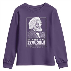 Frederick Douglass Youth Sweatshirt If There Is No Struggle There Is No Progress Black Civil Rights BHM TS09 Purple Print Your Wear