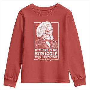 Frederick Douglass Youth Sweatshirt If There Is No Struggle There Is No Progress Black Civil Rights BHM TS09 Red Print Your Wear