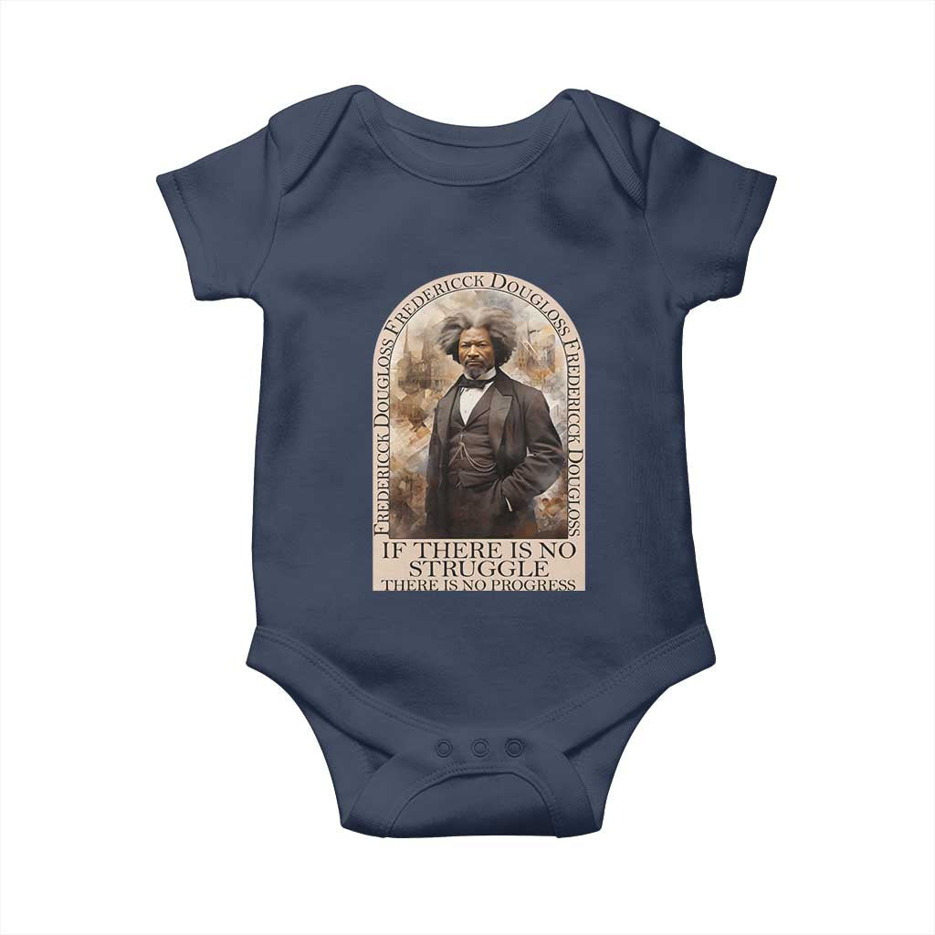 Frederick Douglass Baby Onesie If There Is No Struggle There Is No Progress BHM Black Civil Rights TS09 Navy Print Your Wear