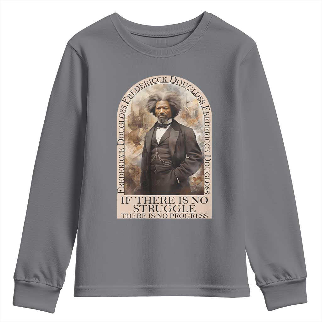 Frederick Douglass Youth Sweatshirt If There Is No Struggle There Is No Progress BHM Black Civil Rights TS09 Charcoal Print Your Wear