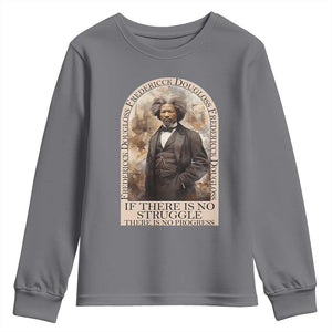 Frederick Douglass Youth Sweatshirt If There Is No Struggle There Is No Progress BHM Black Civil Rights TS09 Charcoal Print Your Wear