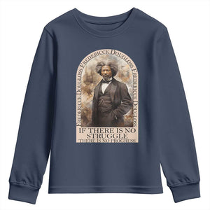 Frederick Douglass Youth Sweatshirt If There Is No Struggle There Is No Progress BHM Black Civil Rights TS09 Navy Print Your Wear