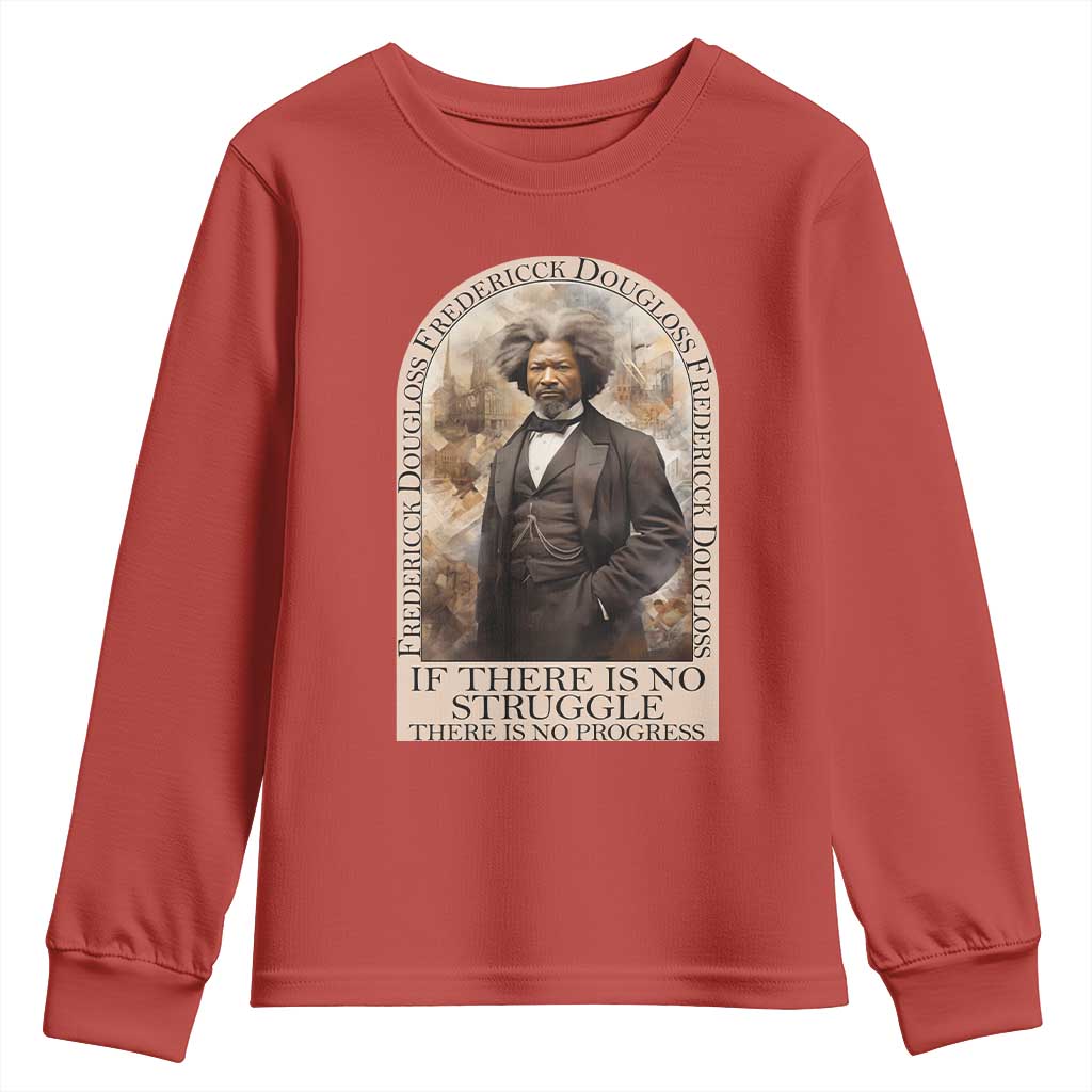 Frederick Douglass Youth Sweatshirt If There Is No Struggle There Is No Progress BHM Black Civil Rights TS09 Red Print Your Wear