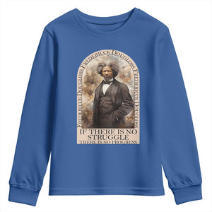 Frederick Douglass Youth Sweatshirt If There Is No Struggle There Is No Progress BHM Black Civil Rights TS09 Royal Blue Print Your Wear