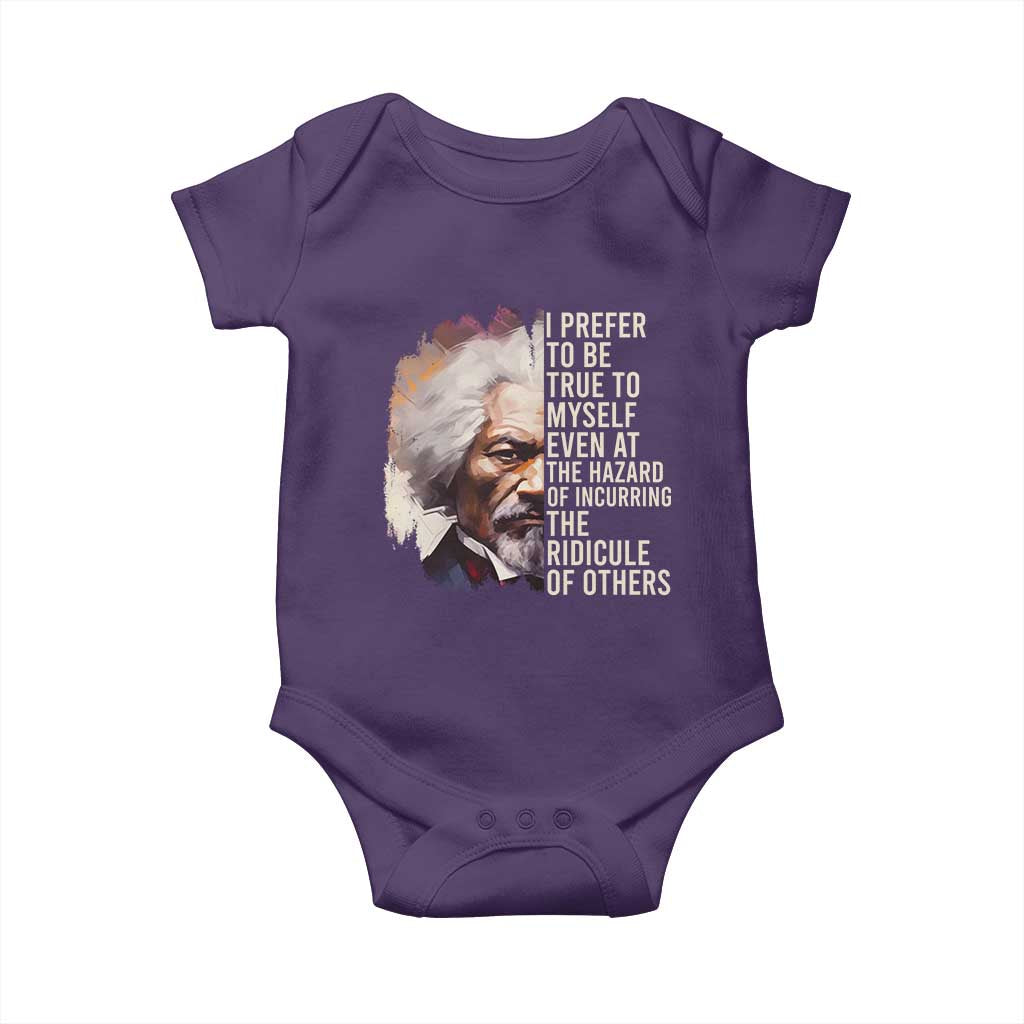 Frederick Douglass Baby Onesie I Prefer To Be True To Myself Even At The Hazaro Of Incurring The Ridicule Of Others BHM TS09 Purple Print Your Wear