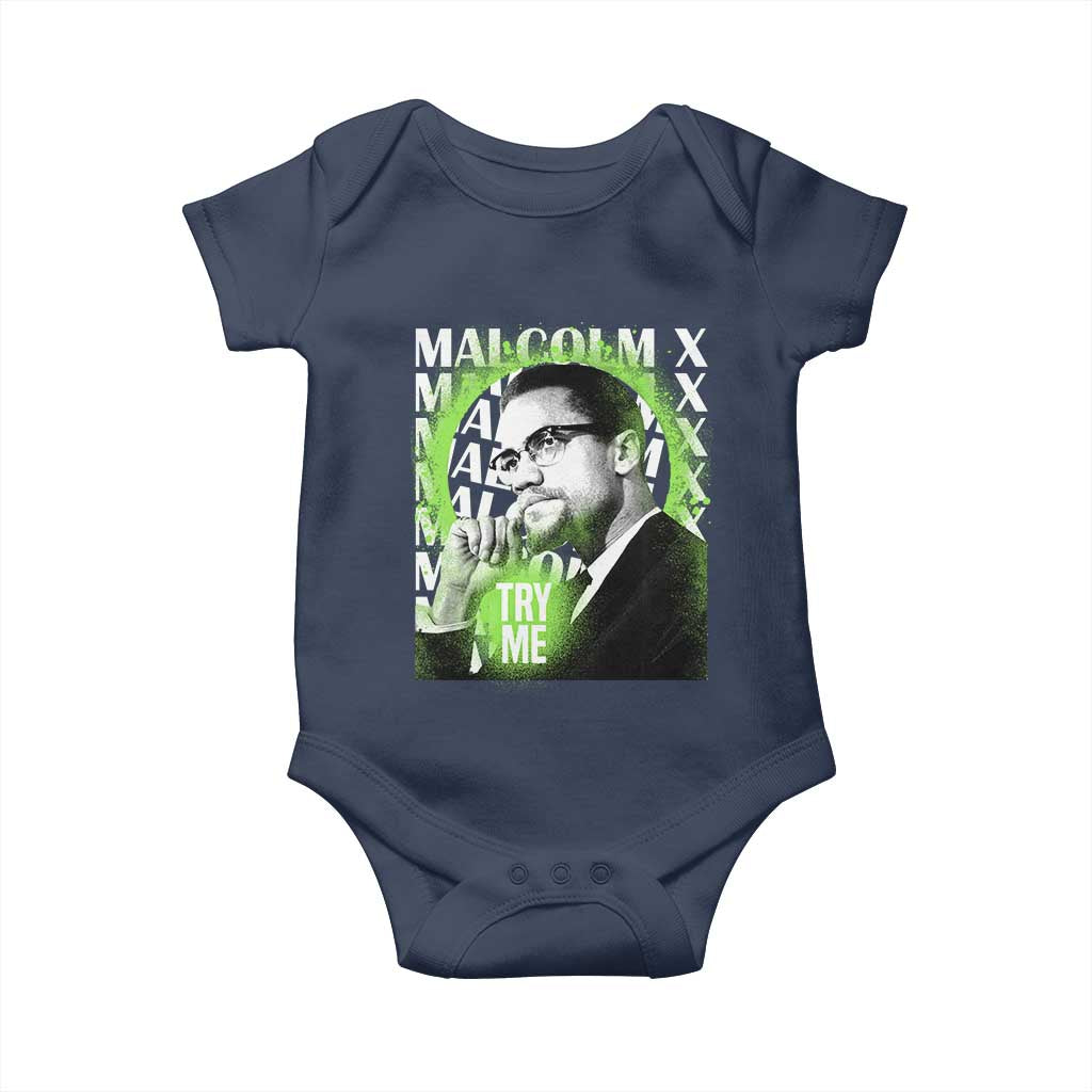 Malcolm X Baby Onesie Try Me Aesthetic Art Black Civil Rights BHM TS09 Navy Print Your Wear