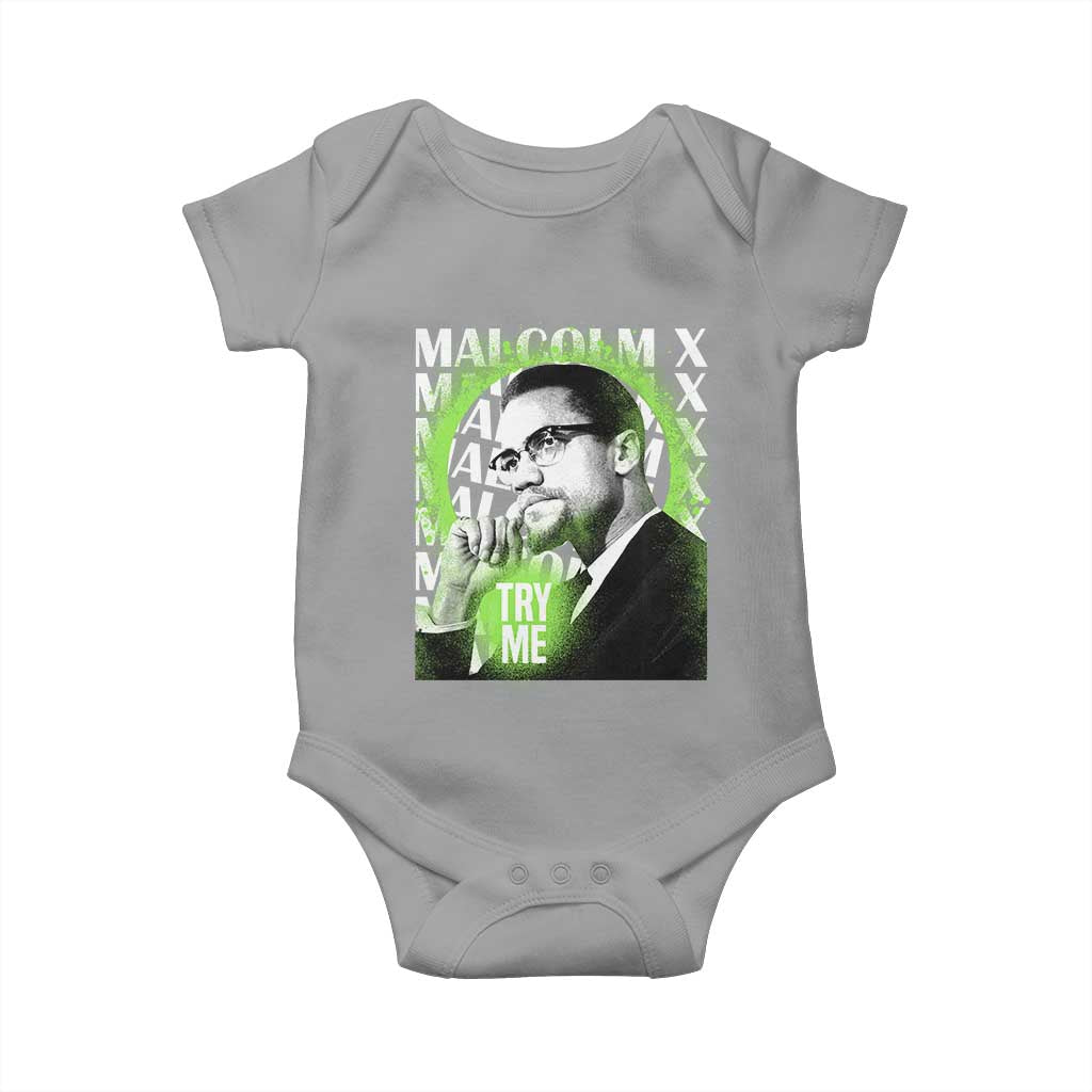 Malcolm X Baby Onesie Try Me Aesthetic Art Black Civil Rights BHM TS09 Sport Gray Print Your Wear
