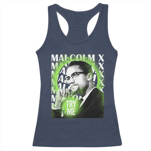 Malcolm X Racerback Tank Top Try Me Aesthetic Art Black Civil Rights BHM TS09 Navy Print Your Wear