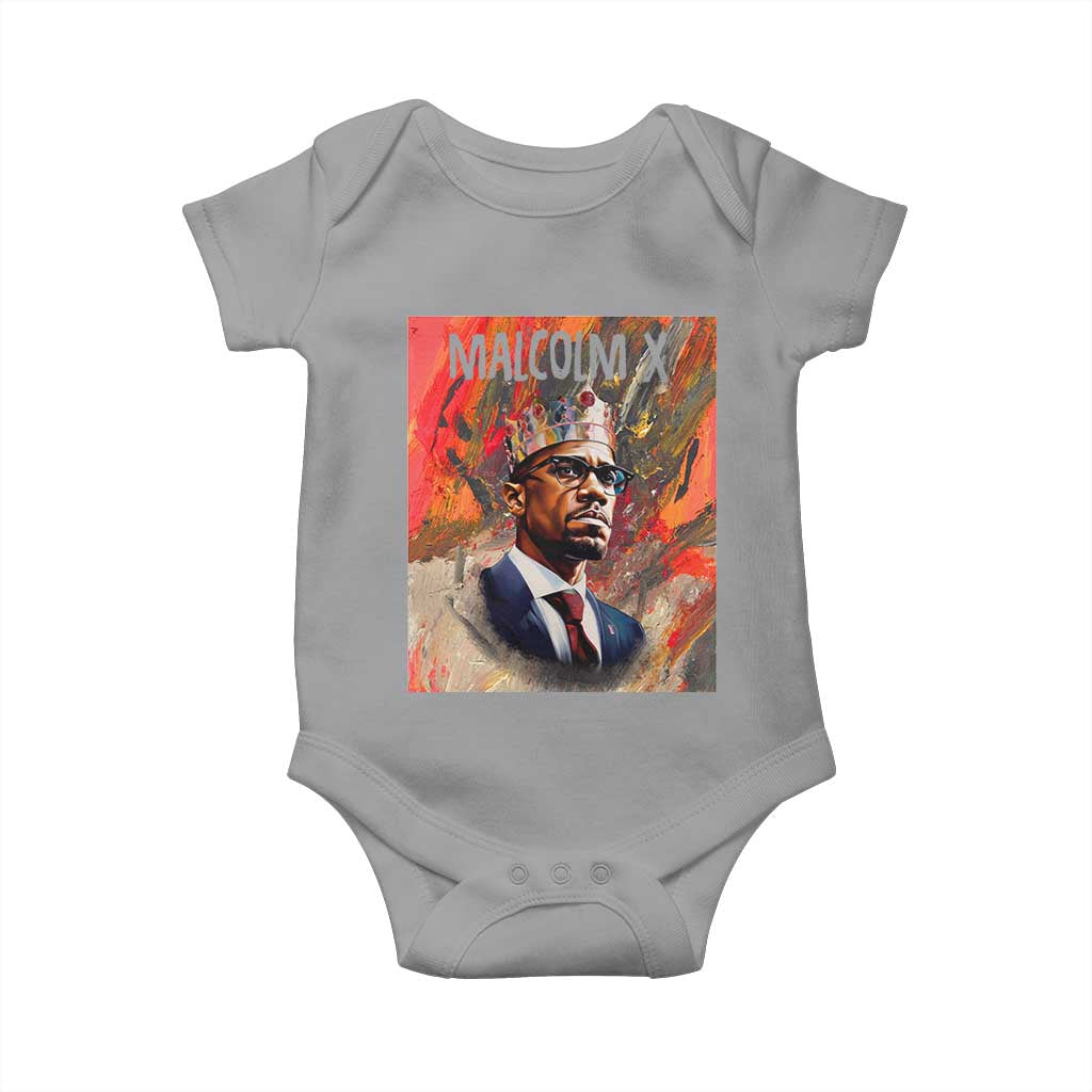 Malcolm X Baby Onesie King Hip Hop Aesthetic Art Black Civil Rights TS09 Sport Gray Print Your Wear
