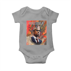 Malcolm X Baby Onesie King Hip Hop Aesthetic Art Black Civil Rights TS09 Sport Gray Print Your Wear