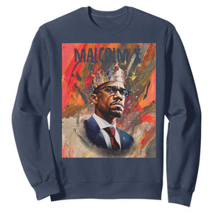 Malcolm X Sweatshirt King Hip Hop Aesthetic Art Black History Month TS09 Navy Printyourwear