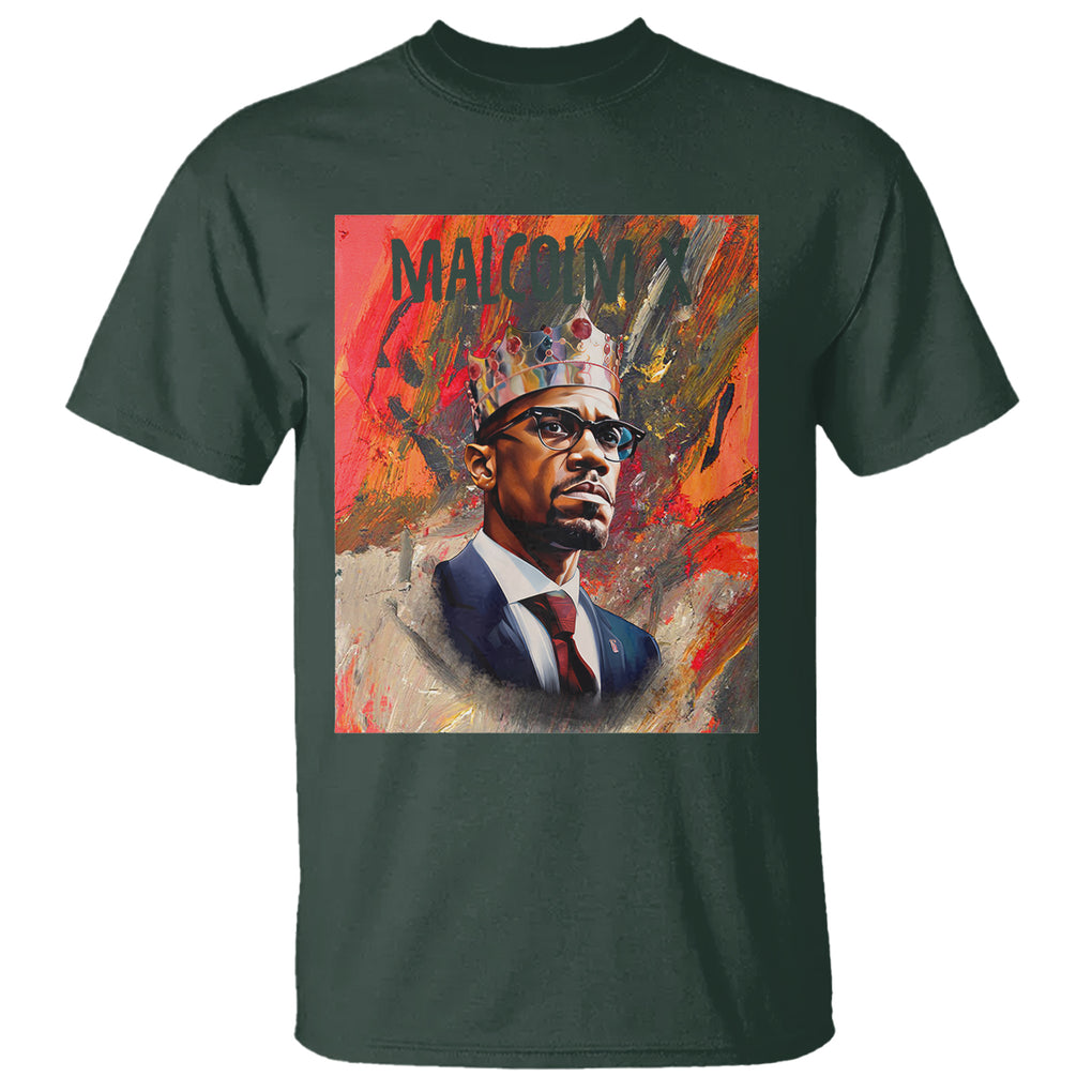 Malcolm X T Shirt King Hip Hop Aesthetic Art Black History Month TS09 Dark Forest Green Printyourwear
