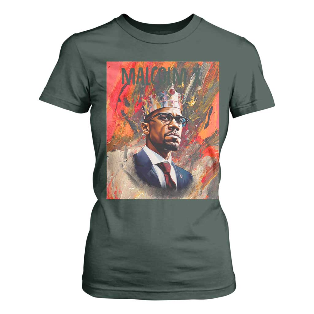 Malcolm X T Shirt For Women King Hip Hop Aesthetic Art Black Civil Rights TS09 Dark Forest Green Print Your Wear