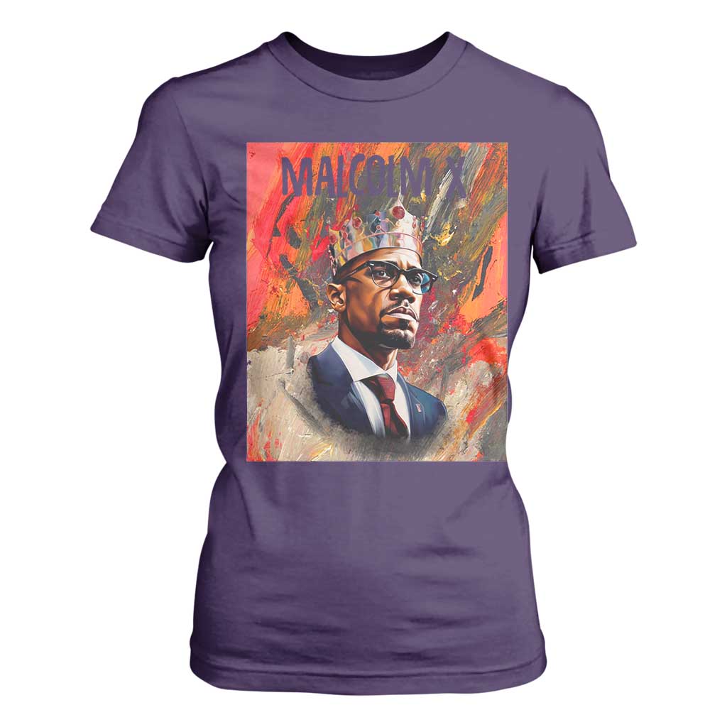 Malcolm X T Shirt For Women King Hip Hop Aesthetic Art Black Civil Rights TS09 Purple Print Your Wear