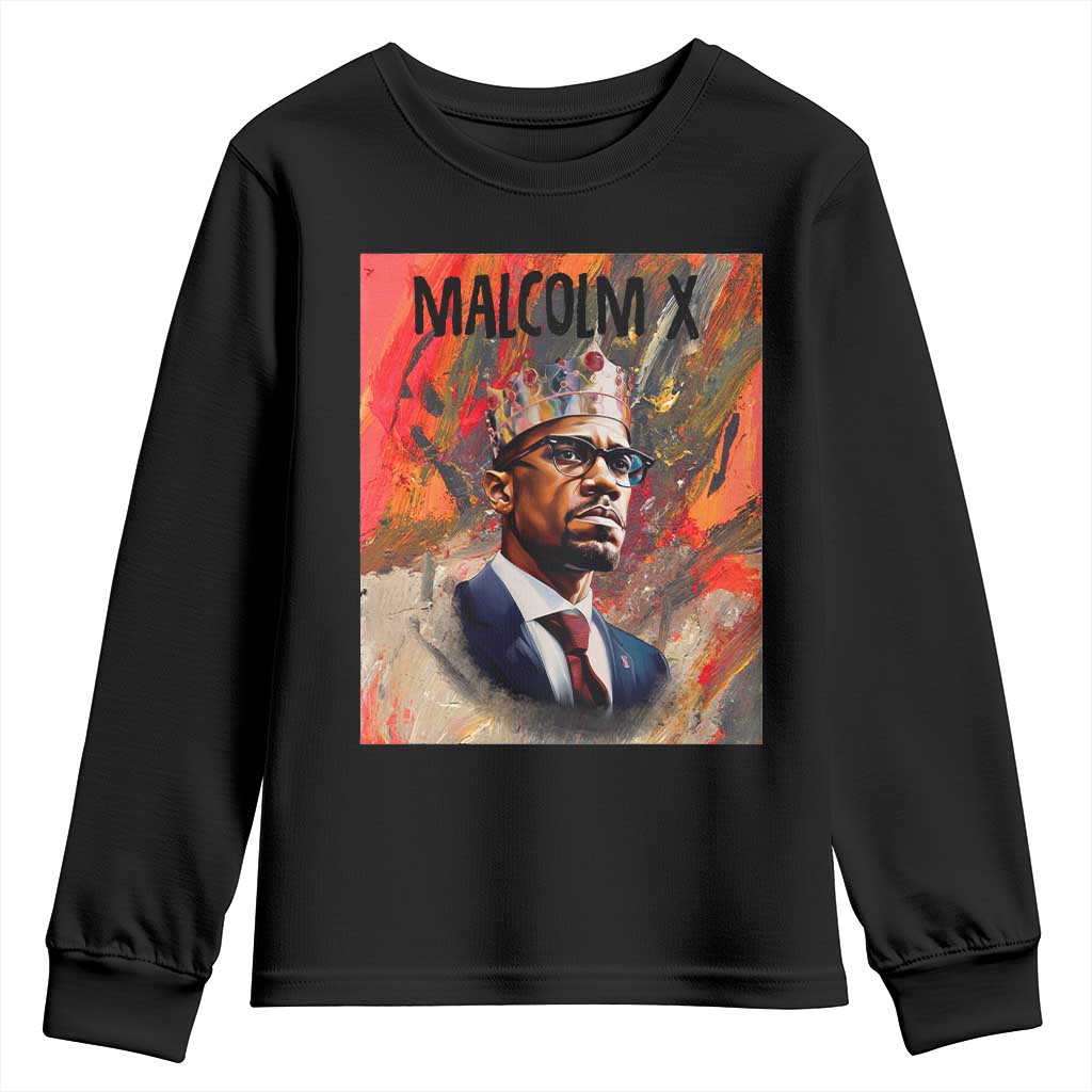 Malcolm X Youth Sweatshirt King Hip Hop Aesthetic Art Black Civil Rights TS09 Black Print Your Wear