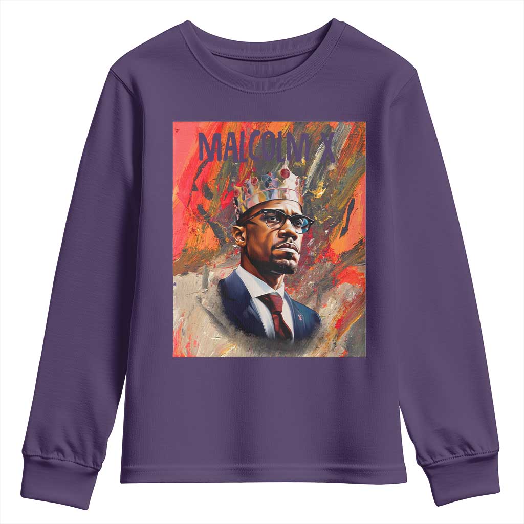 Malcolm X Youth Sweatshirt King Hip Hop Aesthetic Art Black Civil Rights TS09 Purple Print Your Wear