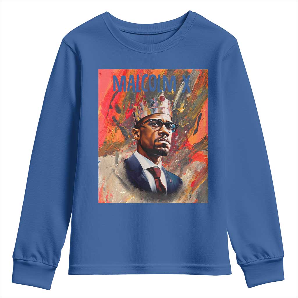 Malcolm X Youth Sweatshirt King Hip Hop Aesthetic Art Black Civil Rights TS09 Royal Blue Print Your Wear