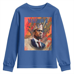 Malcolm X Youth Sweatshirt King Hip Hop Aesthetic Art Black Civil Rights TS09 Royal Blue Print Your Wear