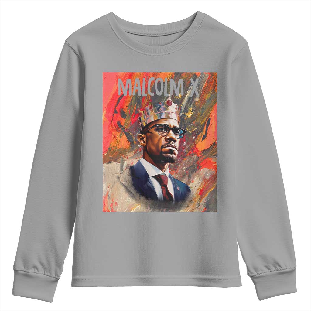 Malcolm X Youth Sweatshirt King Hip Hop Aesthetic Art Black Civil Rights TS09 Sport Gray Print Your Wear