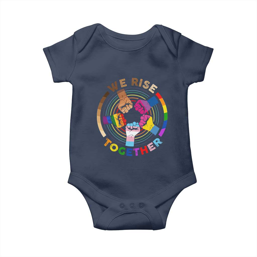 Black History Month Baby Onesie We Rise Together Equality Awesome Melanin LGBT TS09 Navy Print Your Wear