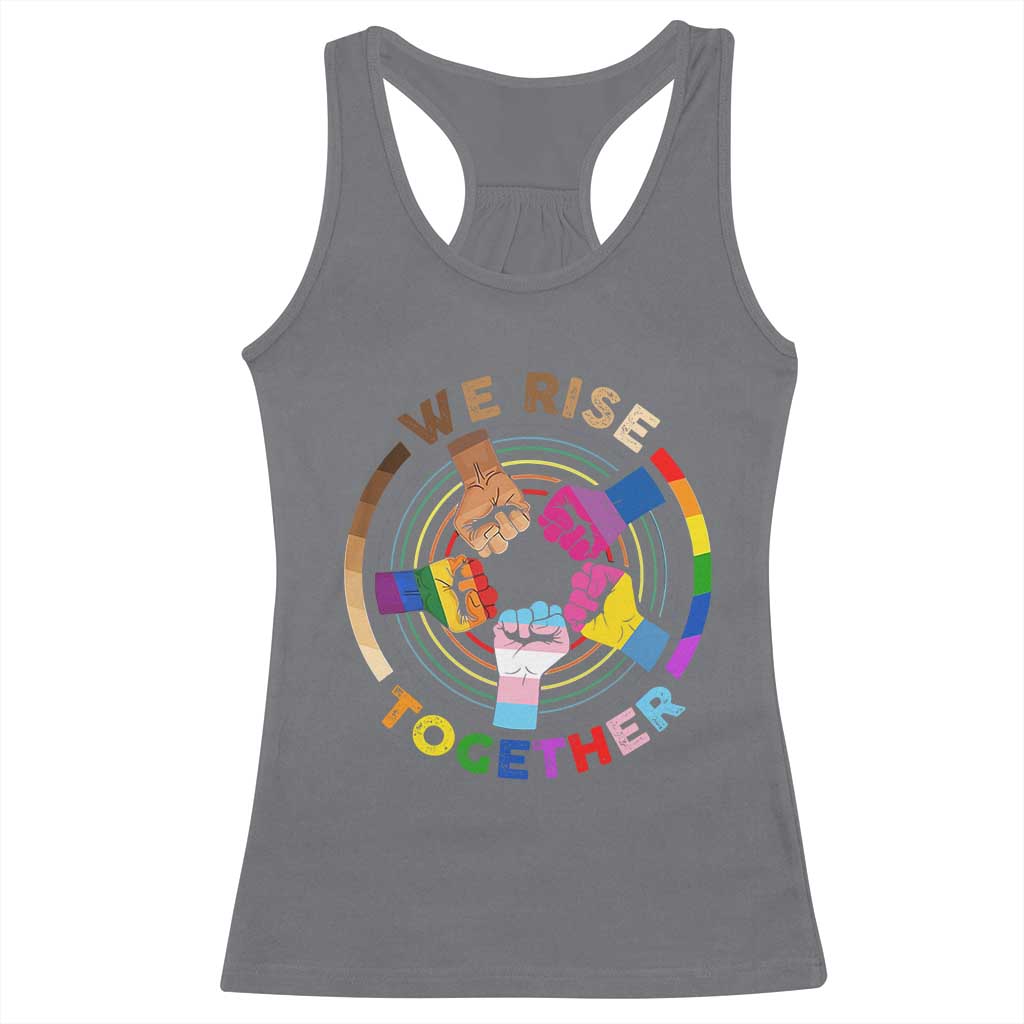 Black History Month Racerback Tank Top We Rise Together Equality Awesome Melanin LGBT TS09 Charcoal Print Your Wear