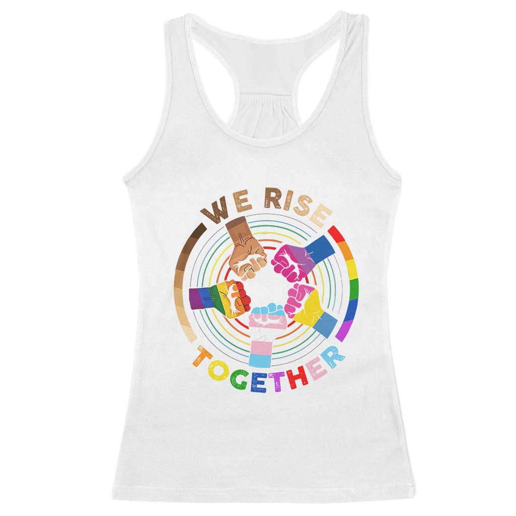 Black History Month Racerback Tank Top We Rise Together Equality Awesome Melanin LGBT TS09 White Print Your Wear