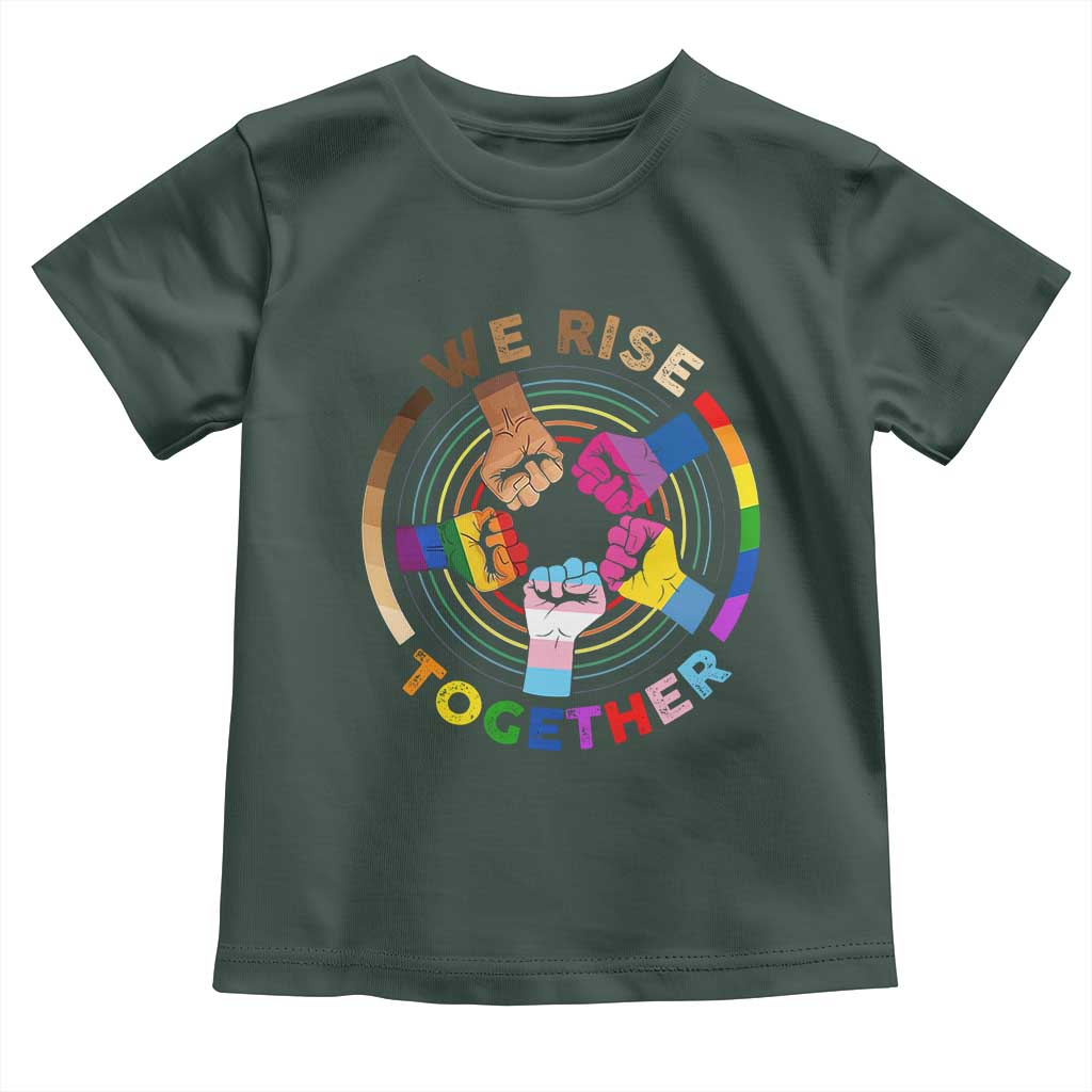 Black History Month Toddler T Shirt We Rise Together Equality Awesome Melanin LGBT TS09 Dark Forest Green Print Your Wear