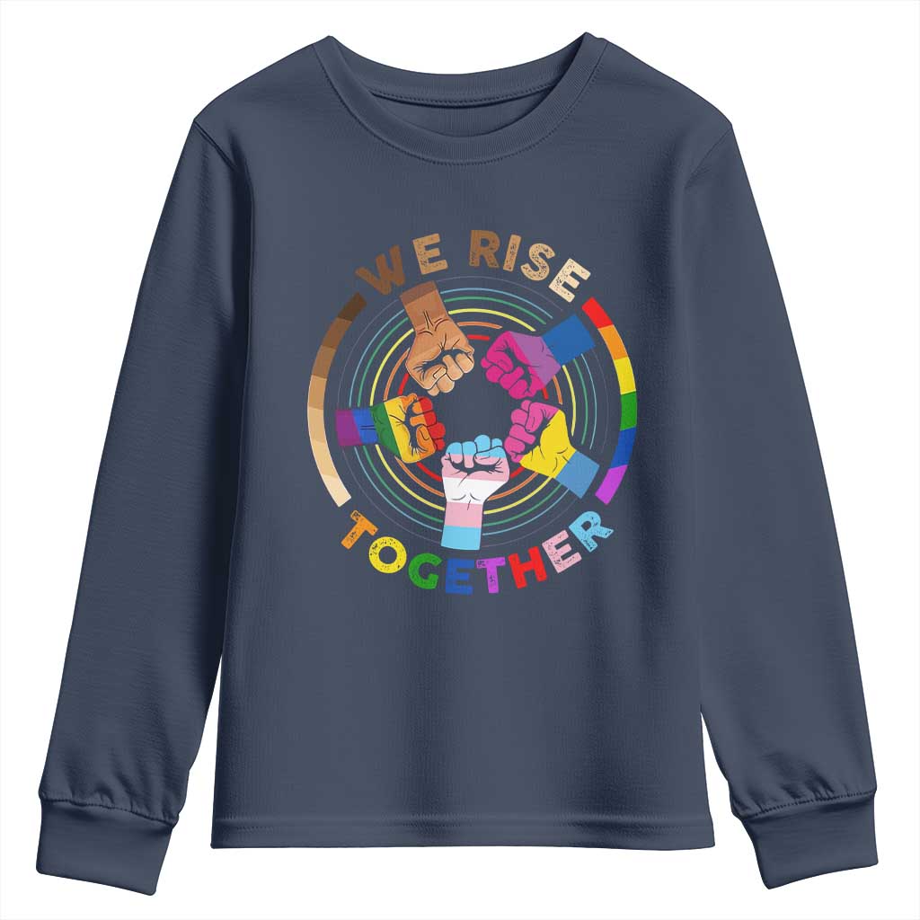 Black History Month Youth Sweatshirt We Rise Together Equality Awesome Melanin LGBT TS09 Navy Print Your Wear