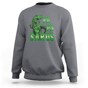 Papasaurus Funny Dinosaur Father's Day Sweatshirt TS09 Charcoal Print Your Wear
