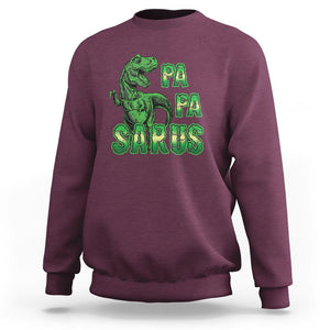 Papasaurus Funny Dinosaur Father's Day Sweatshirt TS09 Maroon Print Your Wear
