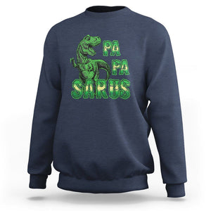 Papasaurus Funny Dinosaur Father's Day Sweatshirt TS09 Navy Print Your Wear