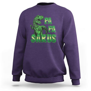 Papasaurus Funny Dinosaur Father's Day Sweatshirt TS09 Purple Print Your Wear