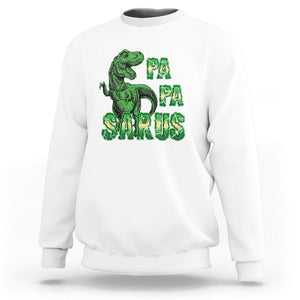 Papasaurus Funny Dinosaur Father's Day Sweatshirt TS09 White Print Your Wear