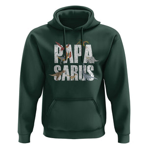 Papasaurus Funny Dinosaur Father's Day Hoodie TS09 Dark Forest Green Print Your Wear