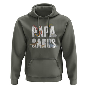 Papasaurus Funny Dinosaur Father's Day Hoodie TS09 Military Green Print Your Wear