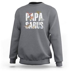 Papasaurus Funny Dinosaur Father's Day Sweatshirt TS09 Charcoal Print Your Wear