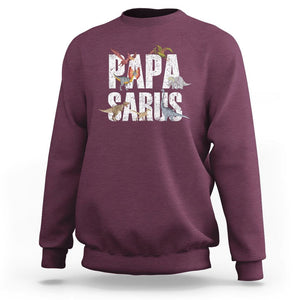 Papasaurus Funny Dinosaur Father's Day Sweatshirt TS09 Maroon Print Your Wear