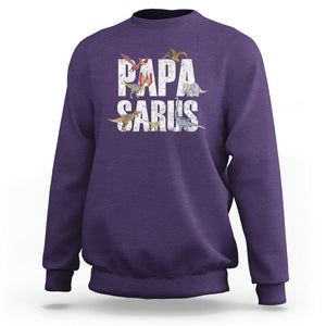 Papasaurus Funny Dinosaur Father's Day Sweatshirt TS09 Purple Print Your Wear