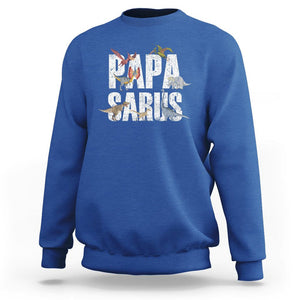 Papasaurus Funny Dinosaur Father's Day Sweatshirt TS09 Royal Blue Print Your Wear