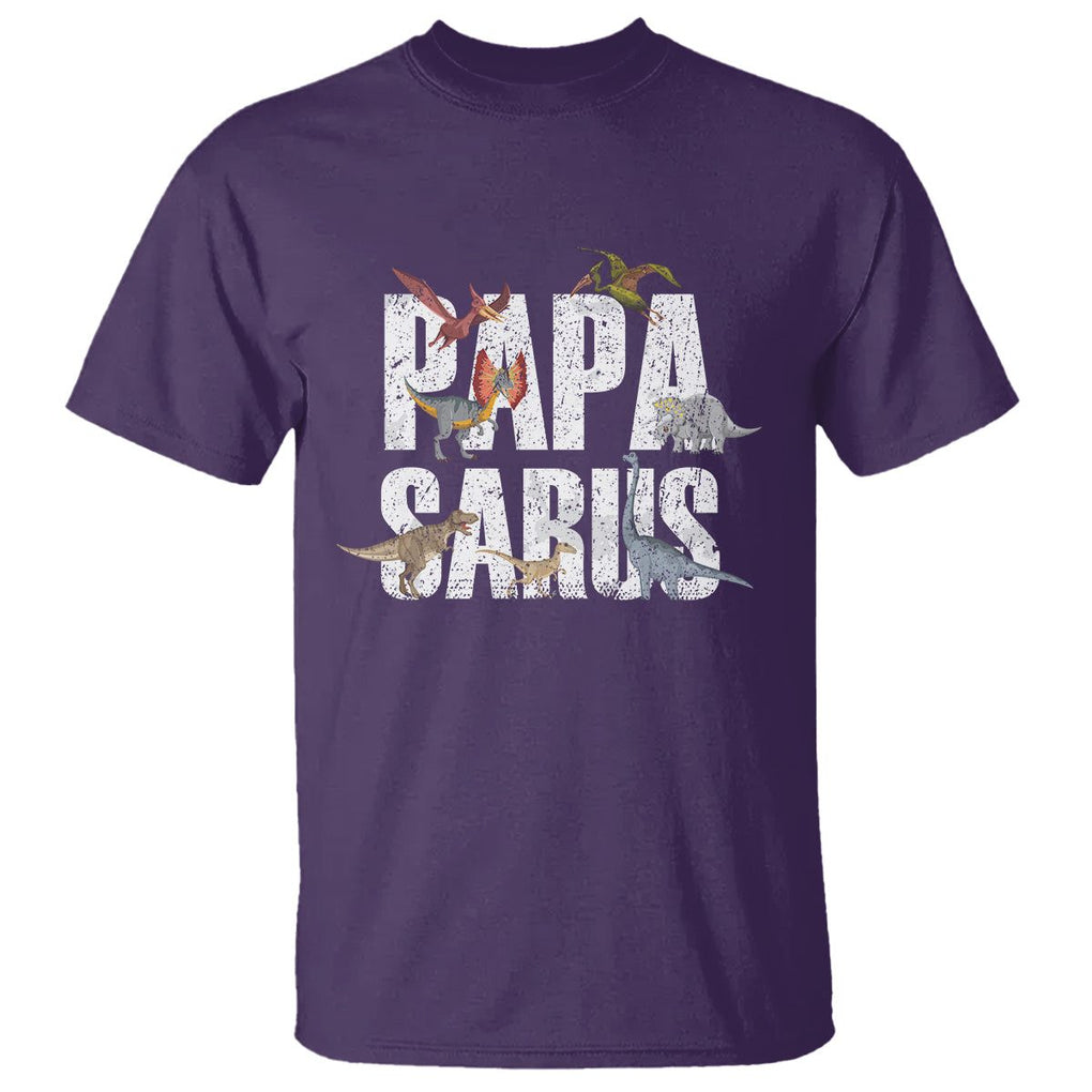 Papasaurus Funny Dinosaur Father's Day T Shirt TS09 Purple Print Your Wear
